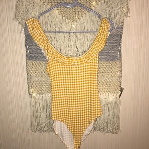 yellow gingham print forever 21 bodysuit
